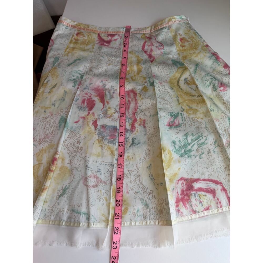 Vintage Odille Womens Skirt Size 10 Knee Length Watercolour Floral Cotton Boho - Picture 9 of 9